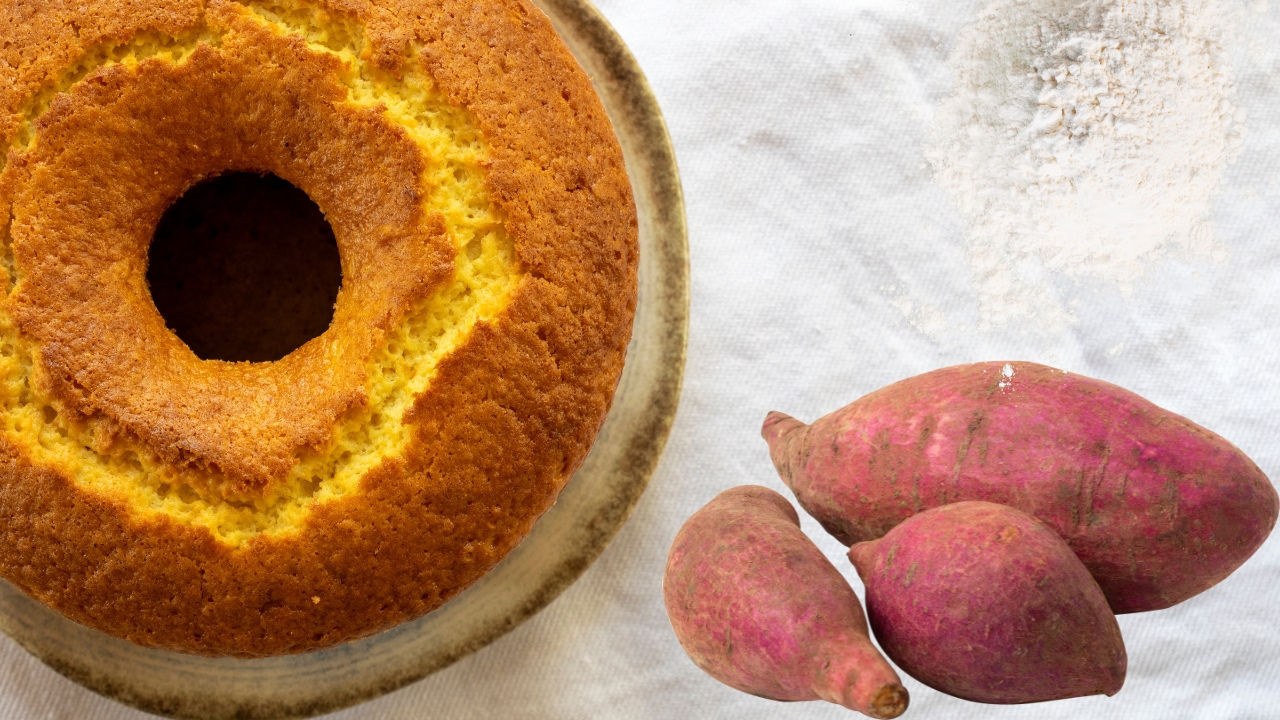 bolo de batata doce sem ovo