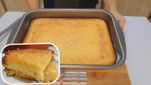 Bolo cremoso de milho verde com leite condensado