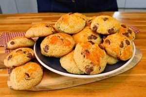 Pão de minuto com gotas de chocolate